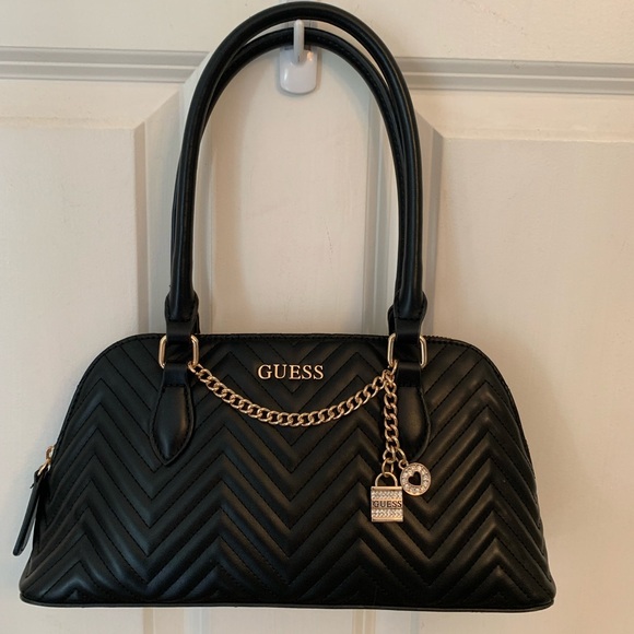 Guess Handbags - Guess Womens Handle Bag Black Purse PENNY  V Shape Design
